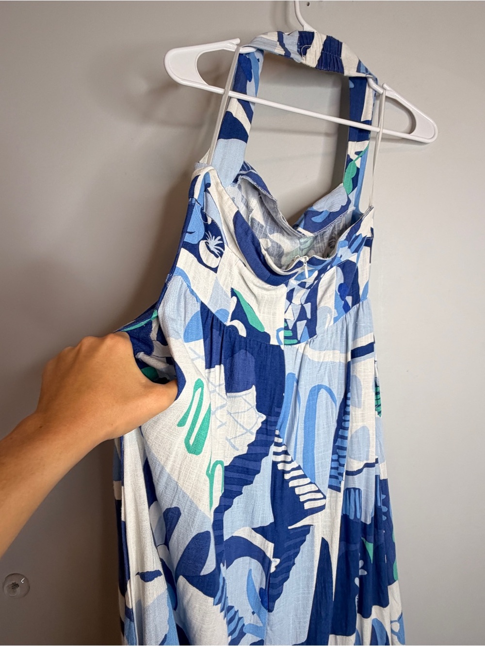 White Closet Elements Maxi Dress Blue & White Floral Halter Dress - Picture 4 of 7